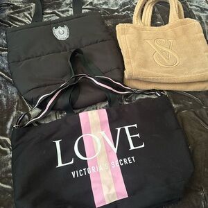 Victoria's Secret Black and Tan Tote Trio